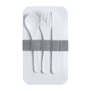 Lunch box antibactérien en plastique - 2 compartiments de 700 ml avec set de couverts et sangle élastique_5