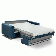 Canapé convertible express Jackson 140cm - sommier à lattes, tête de lit intégrée, velours bleu, matelas 16 cm_5