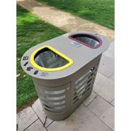 Corbeille tri sélectif 2 x 110 L - Couvercle et portes fermées par clé - PYLEA_5