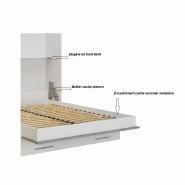 Lit escamotable LOFT blanc - façade gris béton - couchage 160 x 200 cm - design moderne et gain de place_5