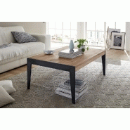 Table basse Gennevilliers 102 x 73 cm - Plateau chêne noueux massif huilé - Pied métal noir laqué_5