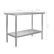 Vidaxl table de travail de cuisine 120x60x85 cm acier inoxydable 51190_5