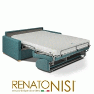 Canapé convertible express Dandy - Matelas 120 cm comfort Bultex® - Mono assise capitonnée - Tweed bleu azur_5