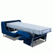 Fauteuil lit convertible express Lisbonne 70cm - sommier à lattes, matelas 13cm, velours bleu_5