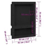 Vidaxl niche de douche avec 2 compartiments noir mat 41x51x10 cm 151397_5