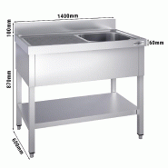 Plonge inox 1 bac avec égouttoir et étagère - P 600 mm - 1400 mm bac à droite_5
