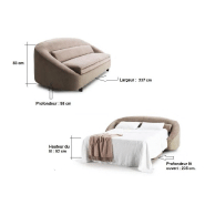 Canapé convertible Cachette 160x190 cm - tissu personnalisable - design contemporain et mécanique 3 plis_5