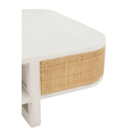 Table basse RARY en bois exotique blanc et rotin naturel - design avec niche de rangement - 50 kg de capacité portante_5