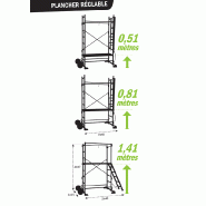 Échafaudage extérieur semi-pro - aluminium - Hauteur plancher 0,50m à 1,40m - Roues increvables - Centaure - Réf 872207_5