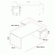 Bureau de direction Sile avec sous-mains - Bralco - 208, Droite_5