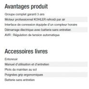 Technic 7500 TE AVR groupe électrogène - Kohler - 6,50 kW - 8,10 kVA - 400 V - 50 Hz_5