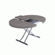 Table basse ronde relevable et extensible SATURNA en chêne gris - Diamètre 105 cm - Plateau extensible à 135 cm_5