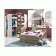 Armoire dressing d'angle Volverine chêne/blanc - 2 portes accordéon - Nombreux rangements_5