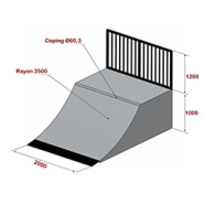Skate-park modèle initié - conforme NF EN 14974 - structure acier galvanisé et surface aluminium - dimensions 24x9m_5
