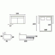 Canapé convertible 3 places Excellence - 140 cm - Sommier à lattes - Matelas memory 18 cm inclus - Tweed taupe sand_5