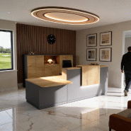 Comptoir d'accueil bi-colore avec PMR Delta et réhausse - 242, Gauche, Non, Anthracite, Chêne veiné_5