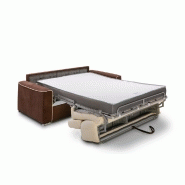 Canapé convertible express Canberra 140cm - Matelas 16cm - Microfibre crème et marron - Design italien_5