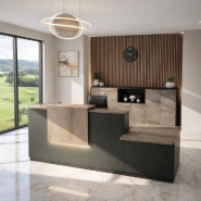 Comptoir d'accueil bi-colore avec PMR Delta et réhausse - Droite, Noir, Non, 262, Chêne grisé_5