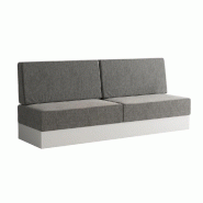 Armoire-lit escamotable VERTIGO SOFA - Blanc, canapé gris 4 coussins - Couchage 160x200 cm_5