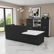 Bureau d'accueil mixte avec PMR Delta Plus - Mobel Linea - Droite, Noir, 262_0
