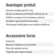 Groupe électrogène Perform 5500 T - Kohler - Puissance max 4,50 kW - Gamme Perform_5