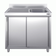 Plonge inox 1 bac et égouttoir sur placard - P 600 mm -_5