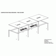 Grande table de réunion X7 avec pieds ouverts chromés - Officity - Chromé, Noyer canaletto, 640_5