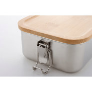Boîte à lunch en acier inoxydable - couvercle bambou - 750 ml - fermeture sécurisée_5