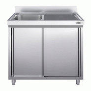 Plonge inox 1 bac et égouttoir sur placard - P 700 mm - 1200 mm bac à gauche_5