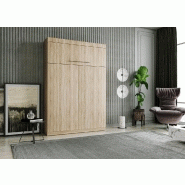 Lit escamotable Lutecia - Couchage 140 x 190 cm - Profondeur 50 cm - Chêne naturel - Fabrication européenne_5