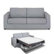Canapé convertible PRIMO - Ouverture express 140 cm - Dossier moelleux - Matelas 14 cm - Tweed gris clair_5