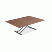 Table basse multifonction avec système de réglage de hauteur et finition noyer