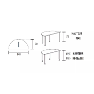 Table polyvalente demi-ronde hauteur fixe ou réglable en hauteur So Granada_5