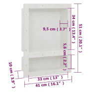 Vidaxl niche de douche avec 2 compartiments blanc mat 41x51x10 cm 151396_5