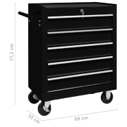 Vidaxl chariot à outils d'atelier avec 5 tiroirs noir 147172_5