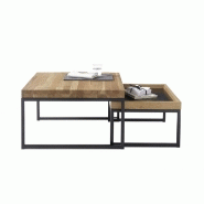 Table basse gigognes LUCON - Chêne massif FSC - Pieds en acier noir epoxy - Design contemporain_5