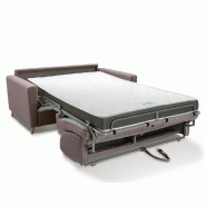 Canapé convertible express VIRGOLA - Matelas 16 cm - Sommier à lattes 140 cm - Tissu tweed taupe - Design scandinave_5