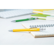 Stylo à bille en aluminium - finition caoutchoutée - gravure laser effet miroir - encre bleue_5