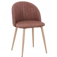 Chaise de restaurant en velours - structure métallique imitation bois - vendue par lot de 4 unités_5