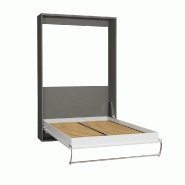 Armoire lit escamotable SMART-V2 - Gris graphite mat et façade Gloss blanc brillant effet miroir - Couchage 120x200 cm_5