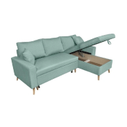 Canapé d'angle réversible convertible ARKO bleu clair avec méridienne réversible, coffre et coussins assortis_5