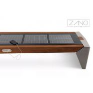 Banc solaire en bois et verre trempé avec ports USB haute performance
