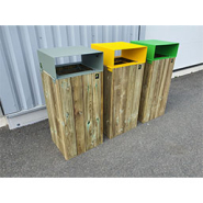 Corbeille publique en pin traité 80 L - Fermeture à serrure - Modèle Canyon_5