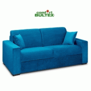 Canapé convertible express VOLOUTO - Matelas comfort BULTEX® 16 cm - Sommier lattes RENATONISI - Velours bleu azur - Couchage 140 x 195 cm_5