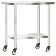 Vidaxl table de travail de cuisine avec roues 82,5x55x85 cm inox 376463_5