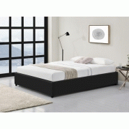 Cadre de lit Dorres 160x200 cm - Sommier relevable avec coffre de rangement - Polyuréthane noir_5