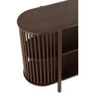 Buffet GADRA - bois de manguier marron foncé avec façade en grillage et 2 étagères - L160 x H75 x P38 cm_5