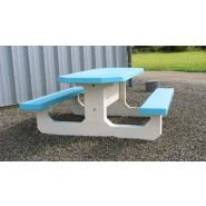 Table pique-nique en béton octogonale - adaptée PMR - revêtement hydrofuge - 200x80x6 cm_5