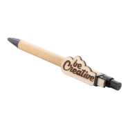 Stylo à bille en papier recyclé - Clip en bois personnalisable - Encre bleue_5