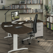 Bureau individuel ou collaboratif en open space avec pied métallique et passe-câbles amovible - Idra - Burocéan_5